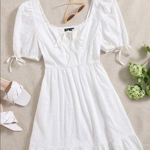 SHEIN White schiffy dress with tie in front